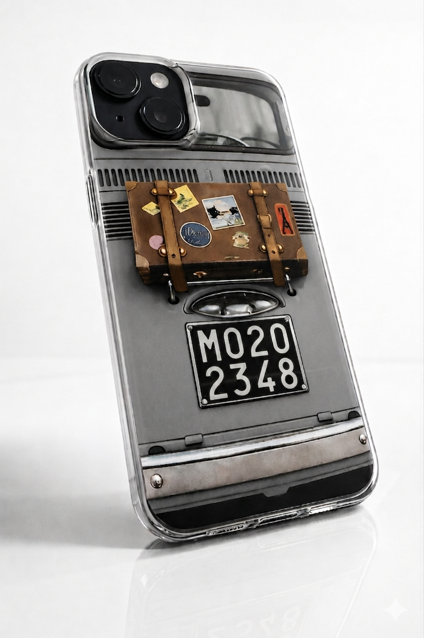 Grey Fiat 500 in Monza phone case