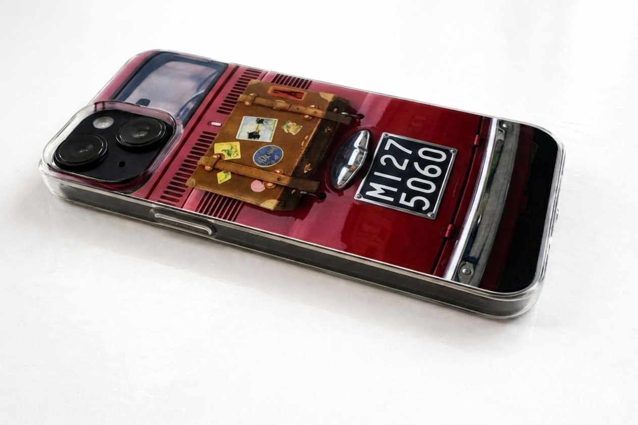 Red Fiat 500 in Milan phone case